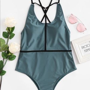 Strappy one-piece swimsuit